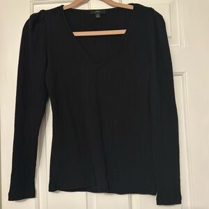 J Crew small puff sleeve V neck sweater